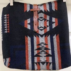 Little Orange Scooter Purse Bag Aztec-Like Pattern With Leather Feel Straps